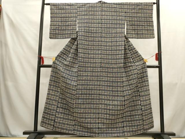 平和屋着物□上質な紬 幾何学文様 正絹 逸品 AABB8880sx