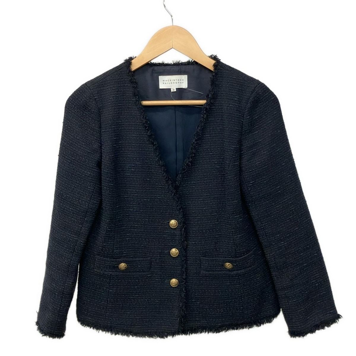 【美品】Macintosh philosophy　ジャケット　サイズ38 MACKINTOSH PHILOSOPHY 38サイズ ノーカラージャケット ドライタッチ