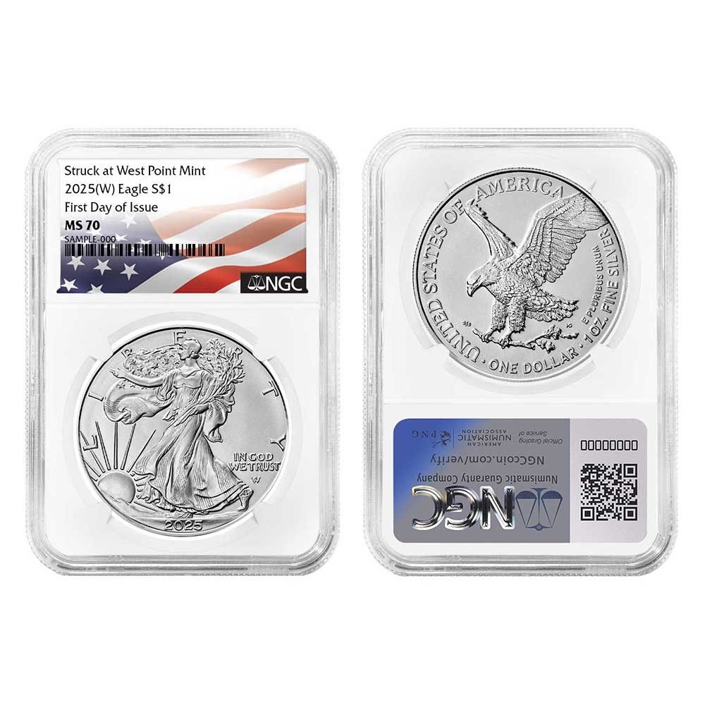 2025 (W) $1 アメリカン シルバー イーグル 3点セット NGC MS70 FDI 旗