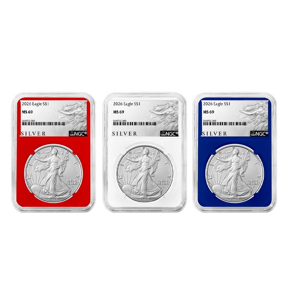 ⭐︎999シルバー 記念　激レア 2026年 1ドル アメリカン シルバー イーグル 3枚セット NGC MS69 ALS