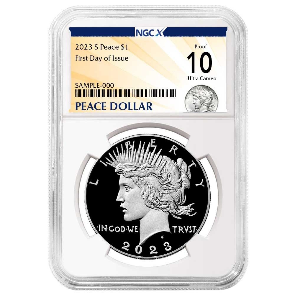 2023-S プルーフ 1ドル ピースシルバー NGCX PF10UC FDI ピースXラベル