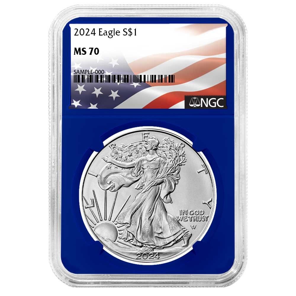 2024年 1ドル アメリカン シルバー イーグル NGC MS70 フラッグラベル