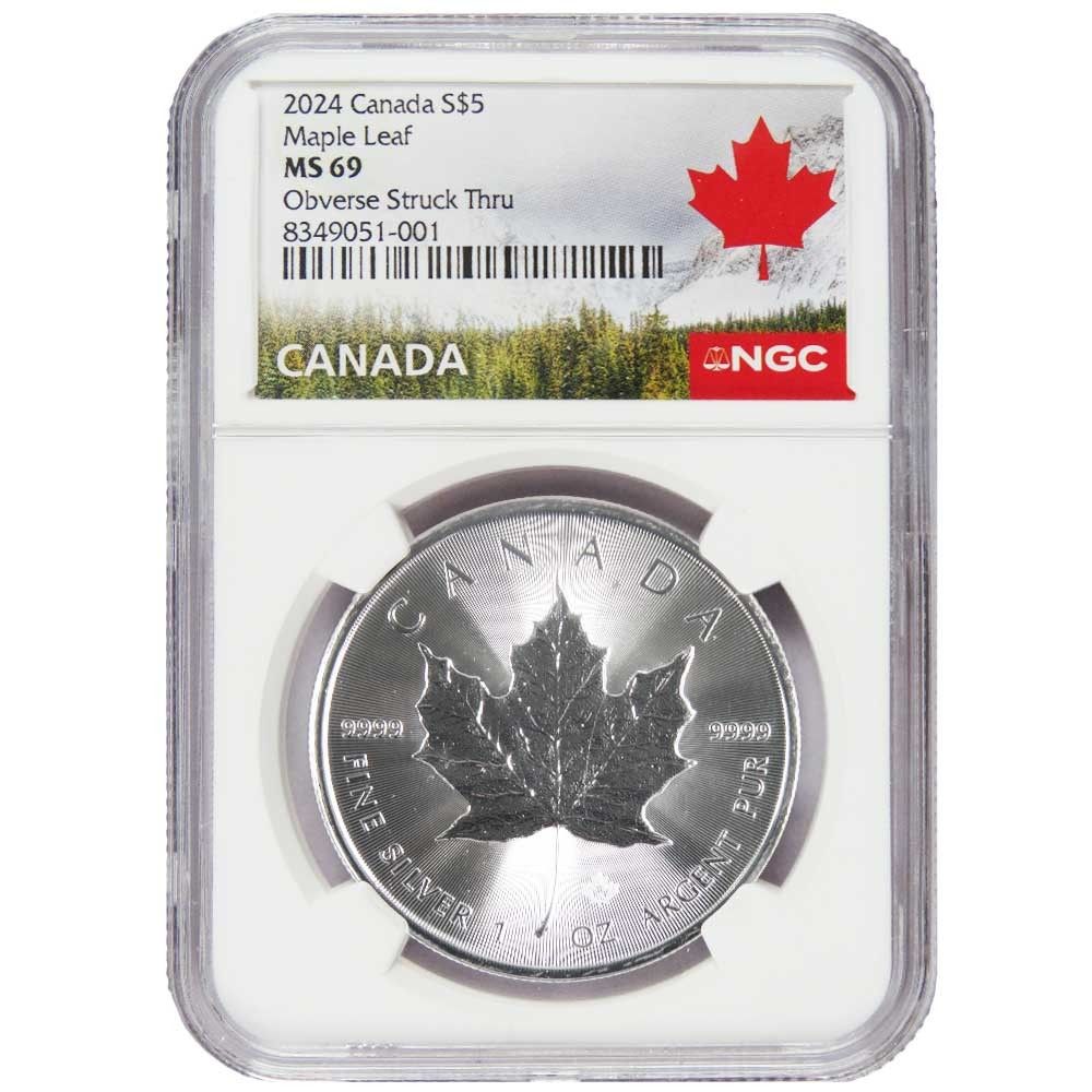 2024年 5ドル銀貨 カナディアンメープルリーフ NGC MS69 ミントエラー