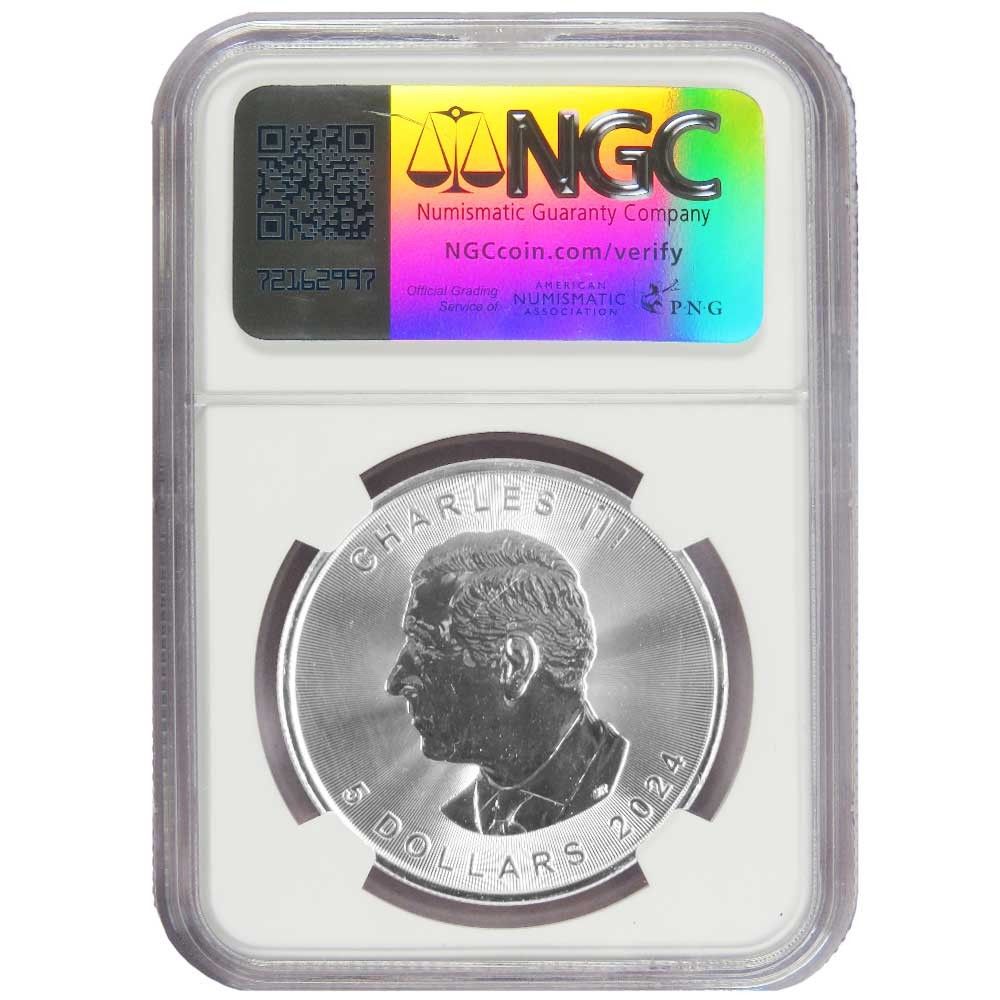 2024年 5ドル銀貨 カナディアンメープルリーフ NGC MS69 ミントエラー