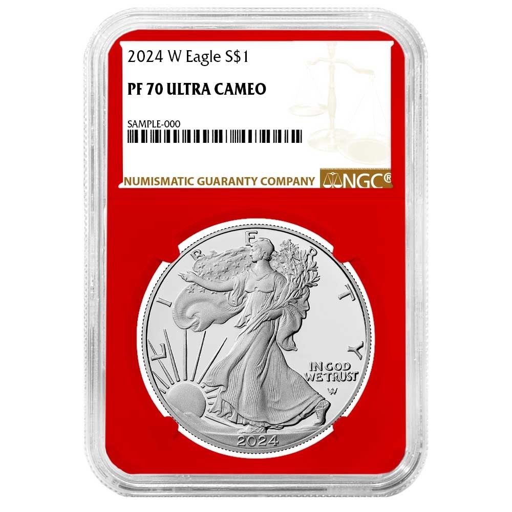激安❗早い者勝ち❗レア入手困難❗新品・英国製シルバーコーティング・ブレッドナイフ 2024-W プルーフ 1ドル アメリカン シルバー イーグル NGC PF70UC