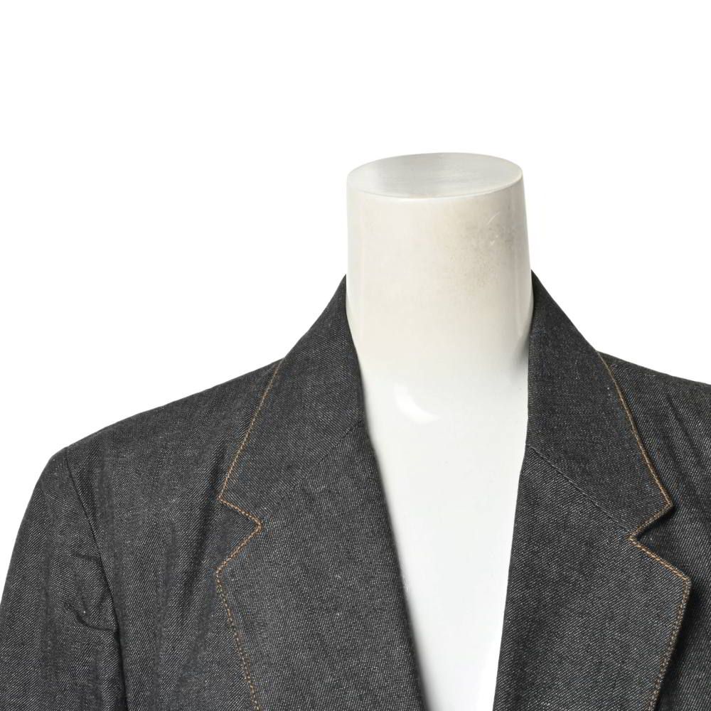 GUCCI ロゴプレート付き コットン デニム テーラード ジャケット