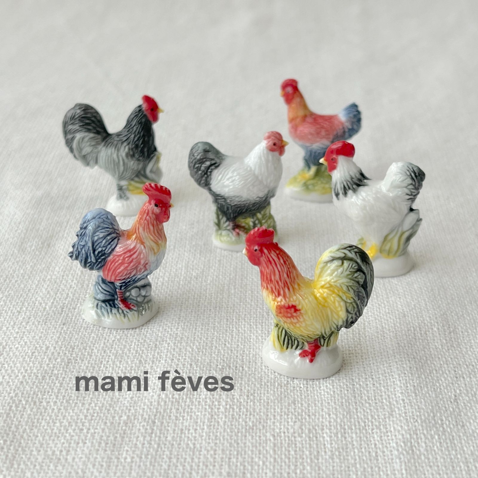 フェーヴ にわとり 6個 フランス フェーブ ミニチュア陶器 - メルカリ