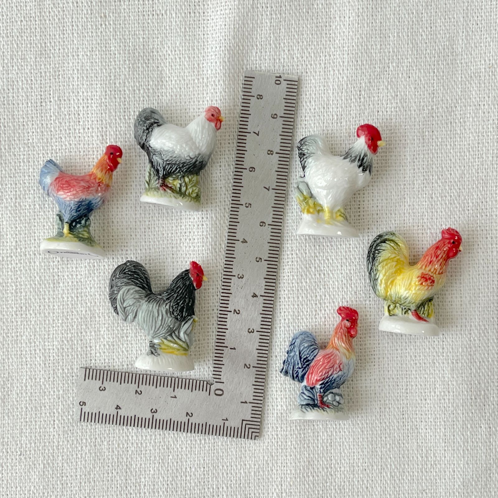 フェーヴ にわとり 6個 フランス フェーブ ミニチュア陶器 s-049