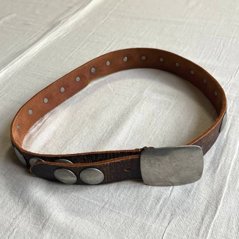 00s archive tk.TAKEO KIKUCHI 本革 リアルレザーベルト ブラウン 重量