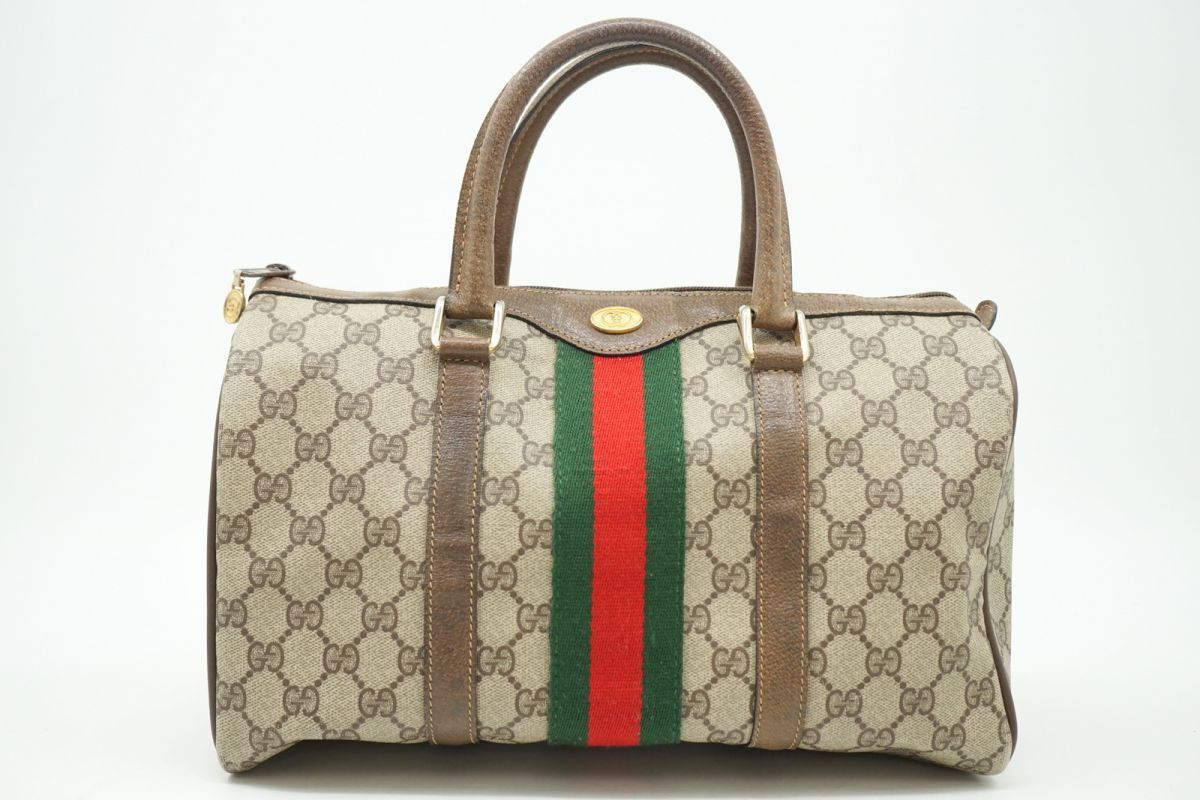 オールド グッチ ヴィンテージ ボストン ハンドバッグ トート GGプラス