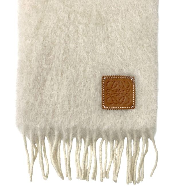 ロエベ マフラー ベージュ ホワイト アナグラム F655254X01 美品