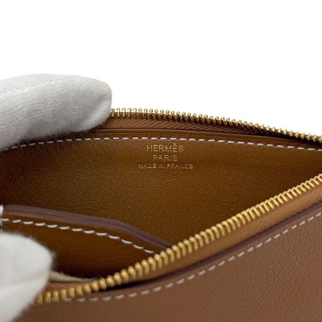 エルメス カードケース ジップアンゴー PM キャメルブラウン ゴールド