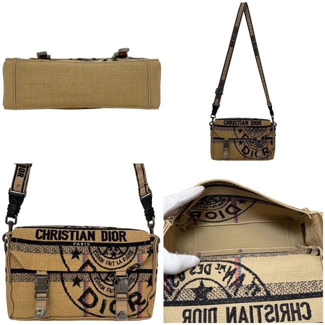 極上の美品Dior ショルダーバッグ キャンバス ベージュ/ブラック クリスチャン ディオール ショルダーバッグ ベージュ ディオール