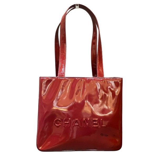 シャネル CHANEL ロゴエンボス パテントレザー 6番台 バッグ トート