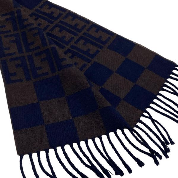 ○ フェンディ FENDI マフラー ズッカ柄 FFロゴ ストライプ チェック