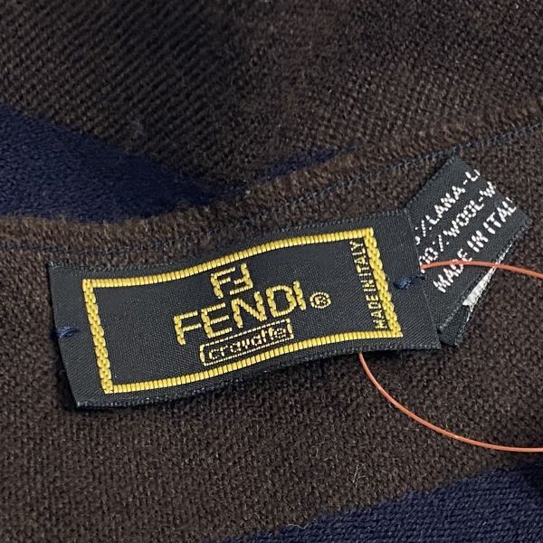 ○ フェンディ FENDI マフラー ズッカ柄 FFロゴ ストライプ チェック