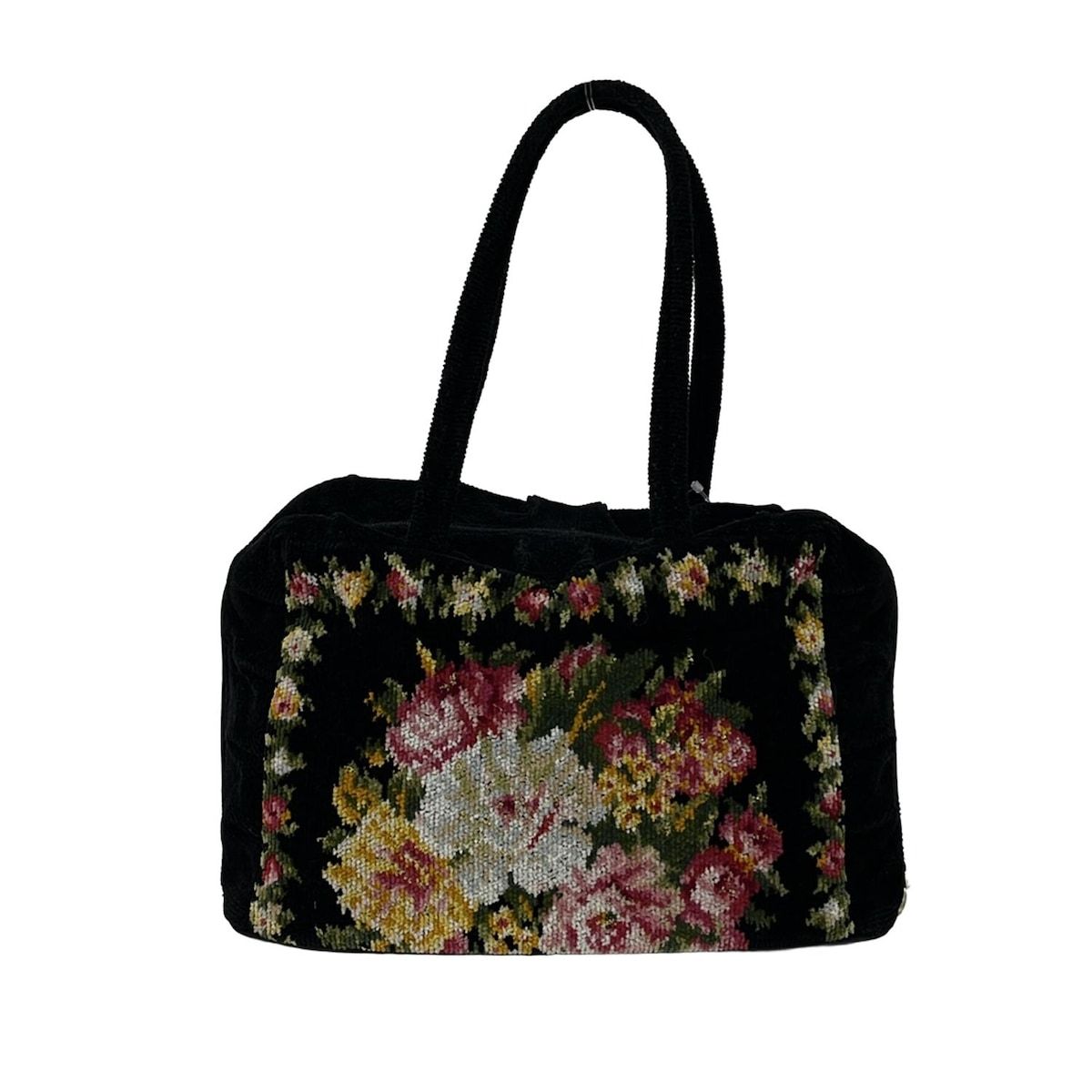 FEILER(フェイラー) ハンドバッグ - 黒×ピンク×マルチ 花柄 - メルカリ