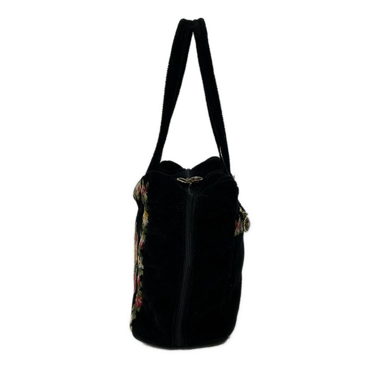 【美品】FEILER フェイラー　ハンドバッグ　ラウンド　ラメ　ブラック　希少 FEILER(フェイラー) ハンドバッグ - 黒×ピンク×マルチ 花柄 - メルカリ