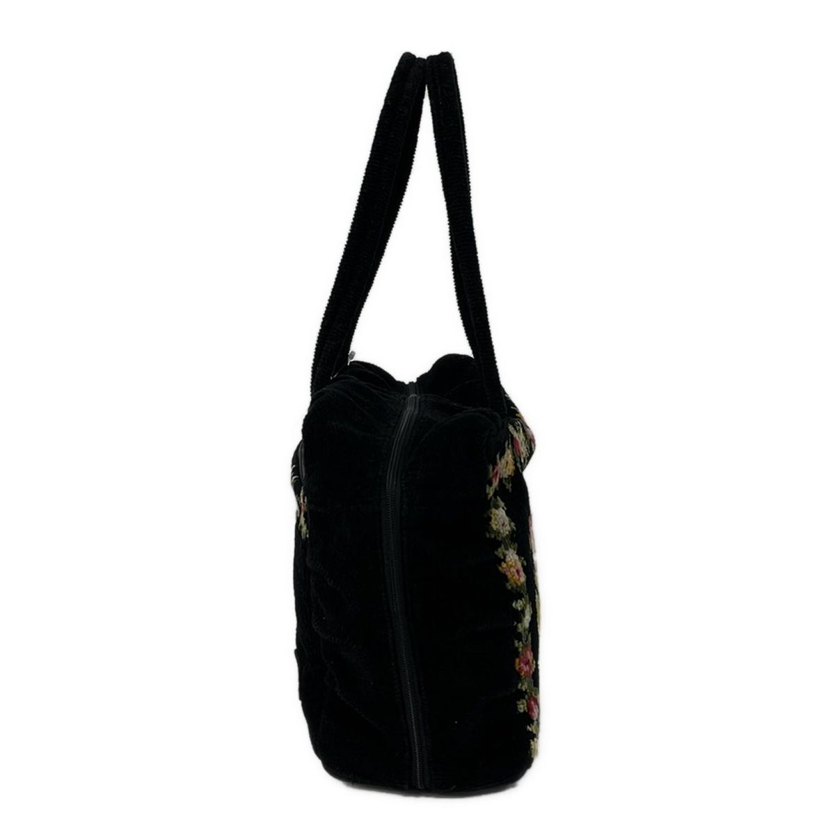 【美品】FEILER フェイラー　ハンドバッグ　ラウンド　ラメ　ブラック　希少 FEILER(フェイラー) ハンドバッグ - 黒×ピンク×マルチ 花柄 - メルカリ