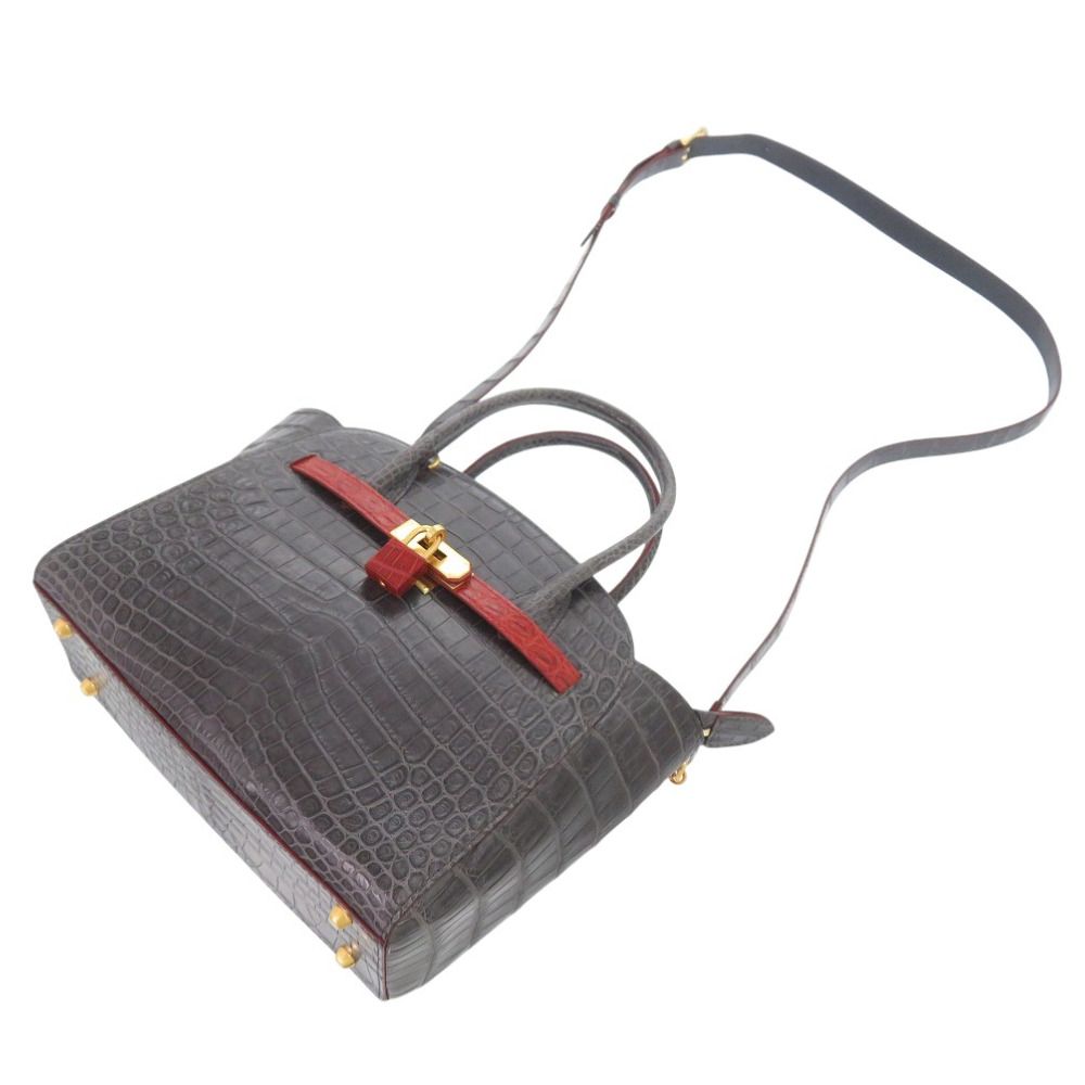 美品 ノーブランド 2way ショルダーバッグ ハンドバッグ マットクロコ  