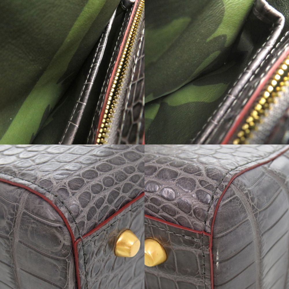 美品 ノーブランド 2way ショルダーバッグ ハンドバッグ マットクロコ  