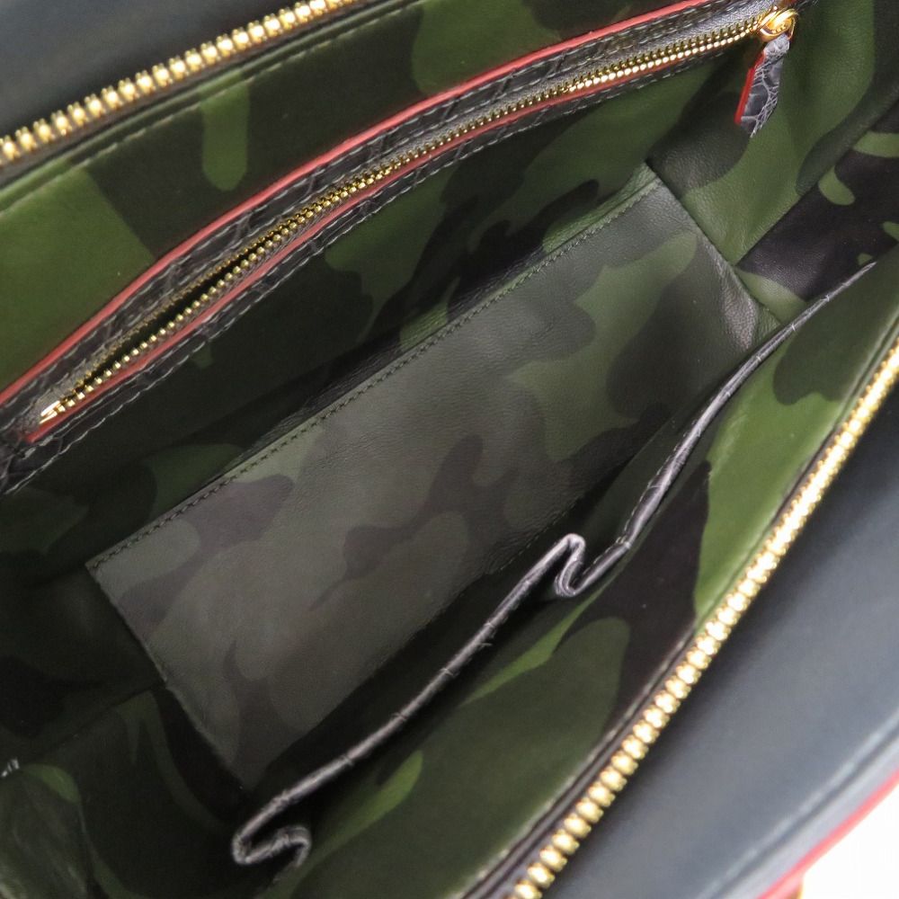 美品 ノーブランド 2way ショルダーバッグ ハンドバッグ マットクロコ  