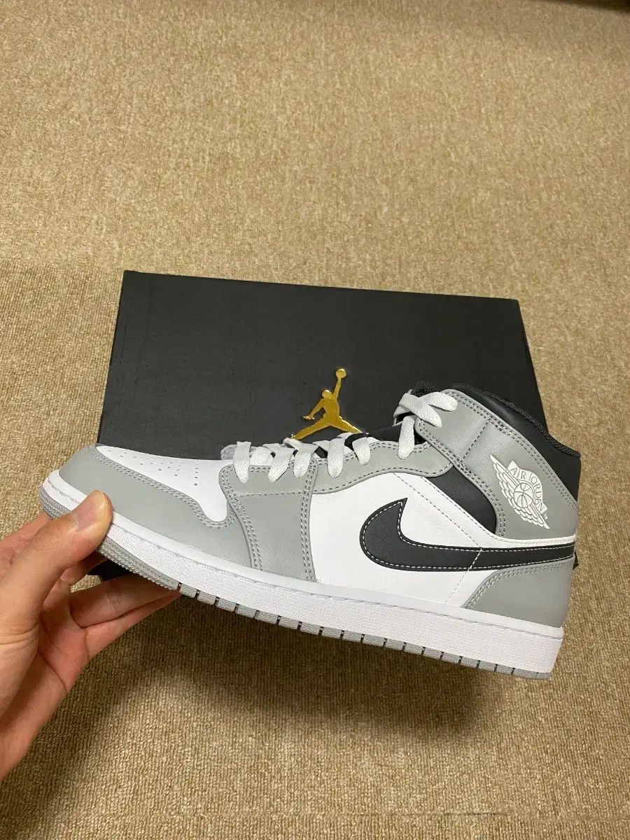ナイキ エア ジョーダン 1 ミッド グレー/白 290