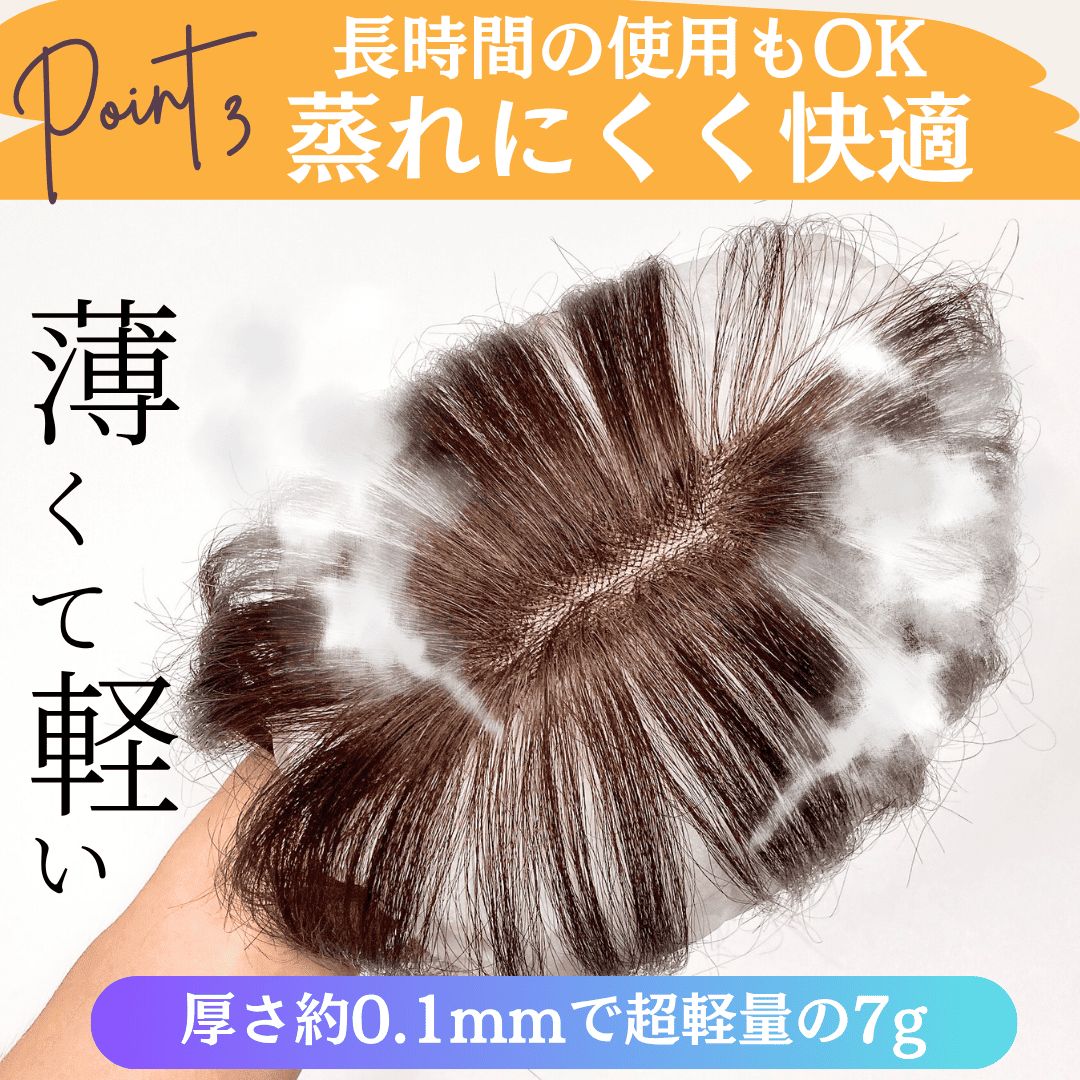 ピンなし ウィッグ ピン無し部分ウィッグ 頭頂部 白髪隠し 部分 ピン