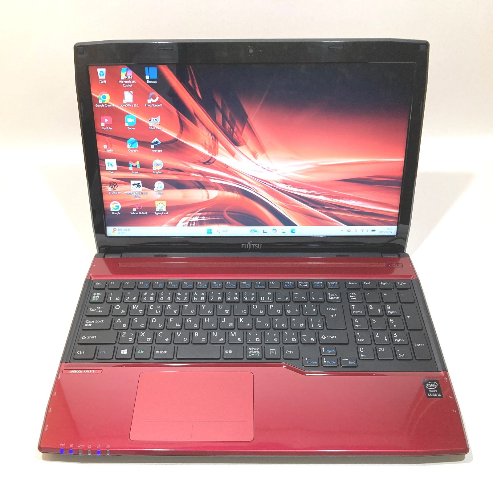 初心者✨快適i3・カメラ・ブルーレイ◇赤◇すぐ使えるノートパソコン