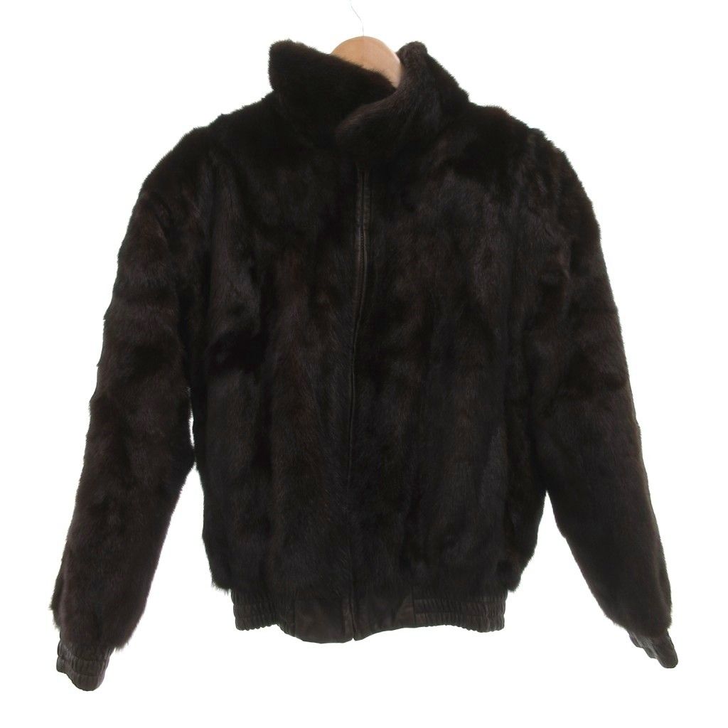 ノーブランド リバーシブル レザー ジャケット ミンクファー 革ジャン