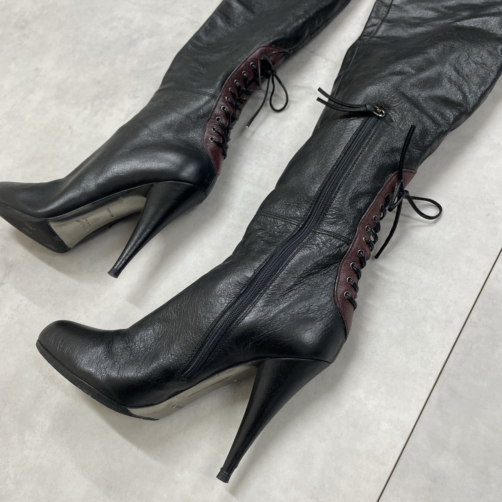 MIU MIU ミュウミュウ ロングブーツ ニーハイ レースアップ アーカイブ