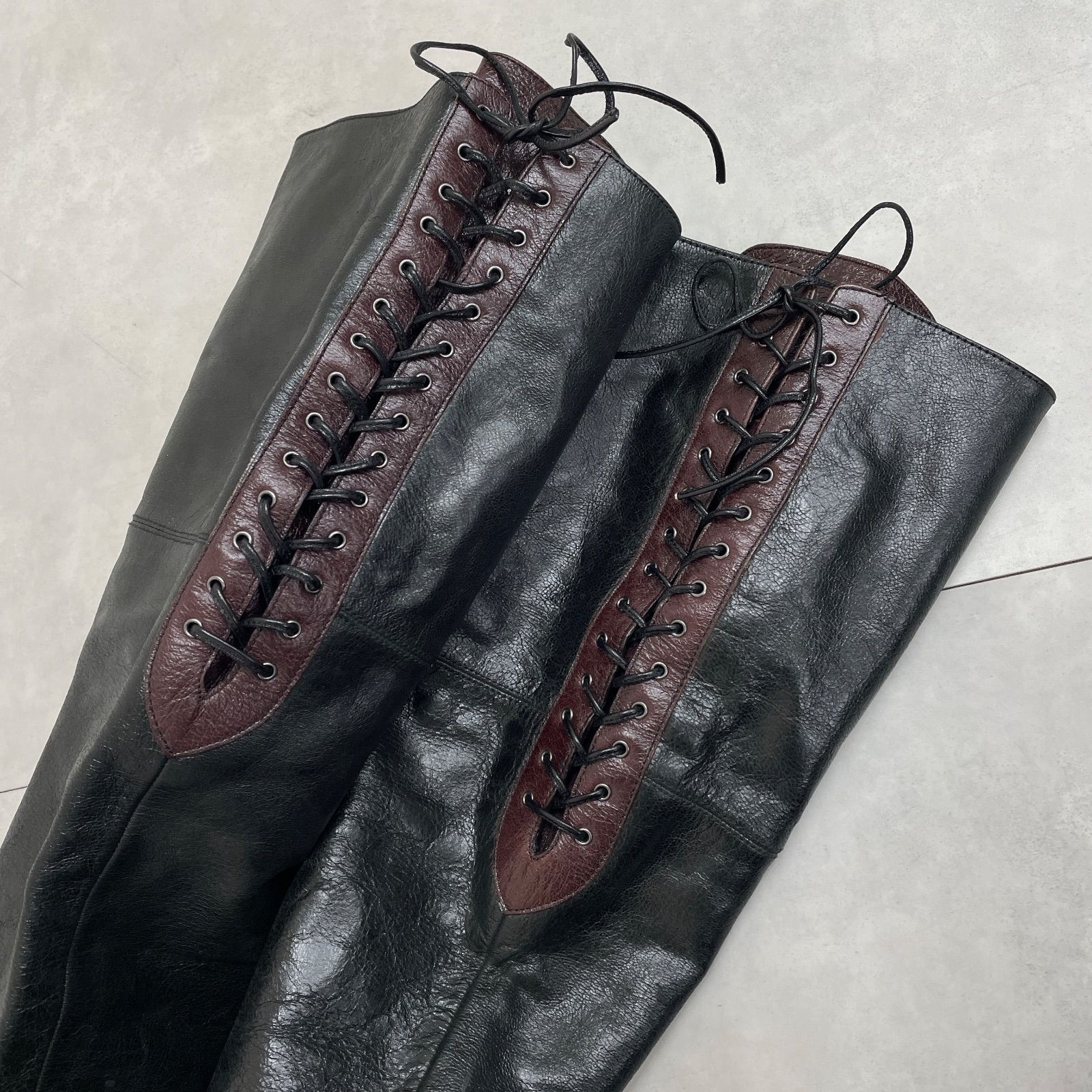 MIU MIU ミュウミュウ ロングブーツ ニーハイ レースアップ アーカイブ