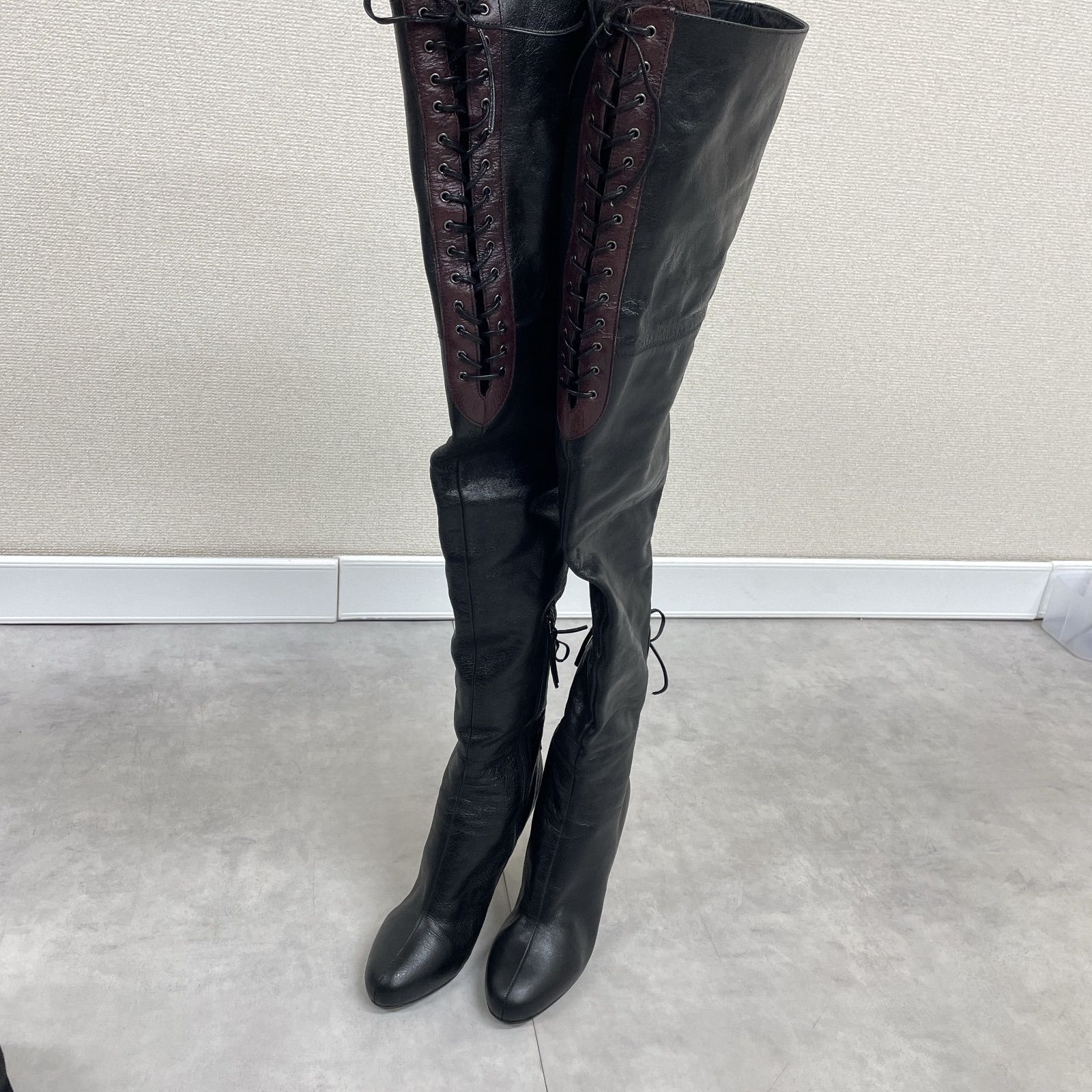 MIU MIU ミュウミュウ ロングブーツ ニーハイ レースアップ アーカイブ