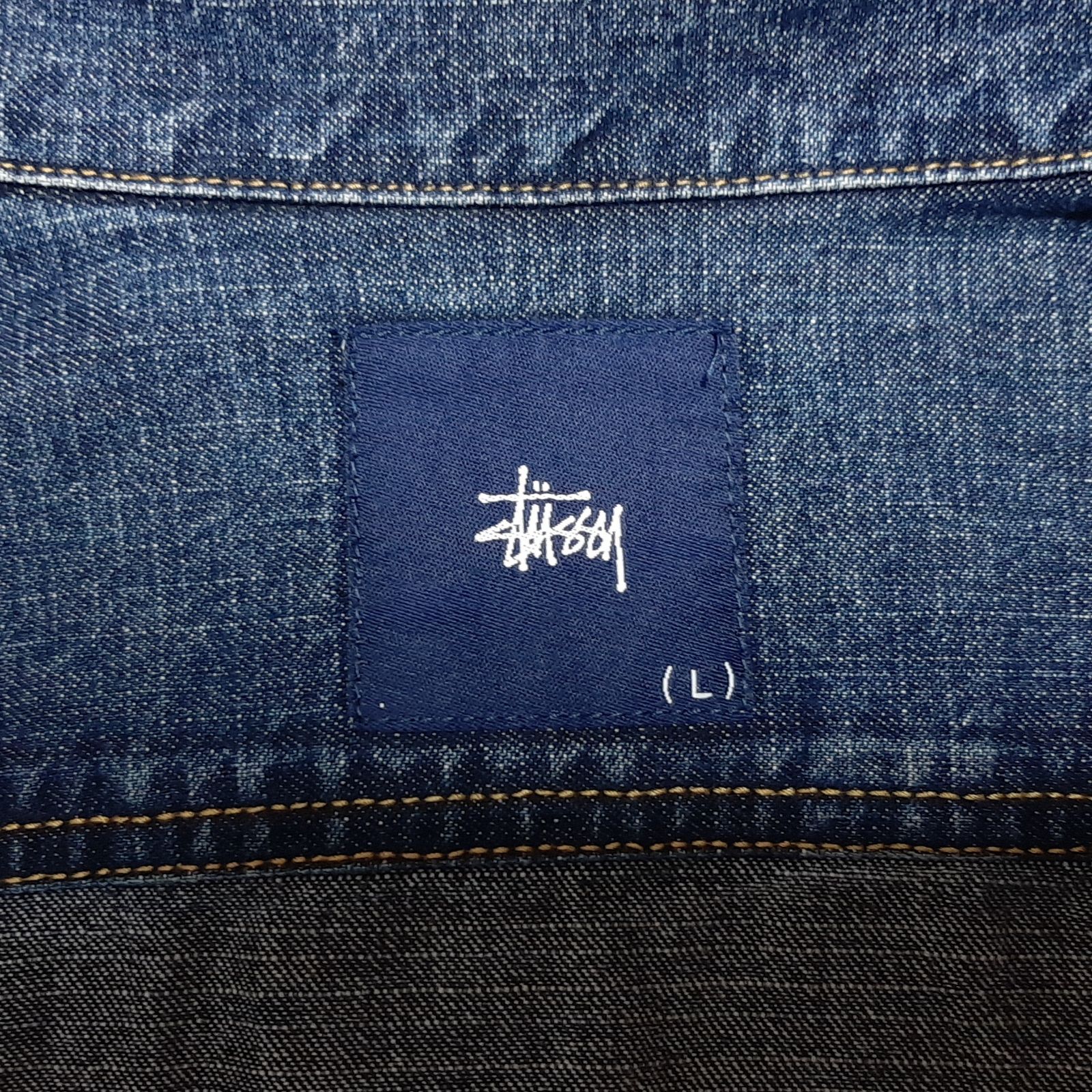 size L】USA製 STUSSY FULL-ZIP DENIM JACKET デニムジャケット G
