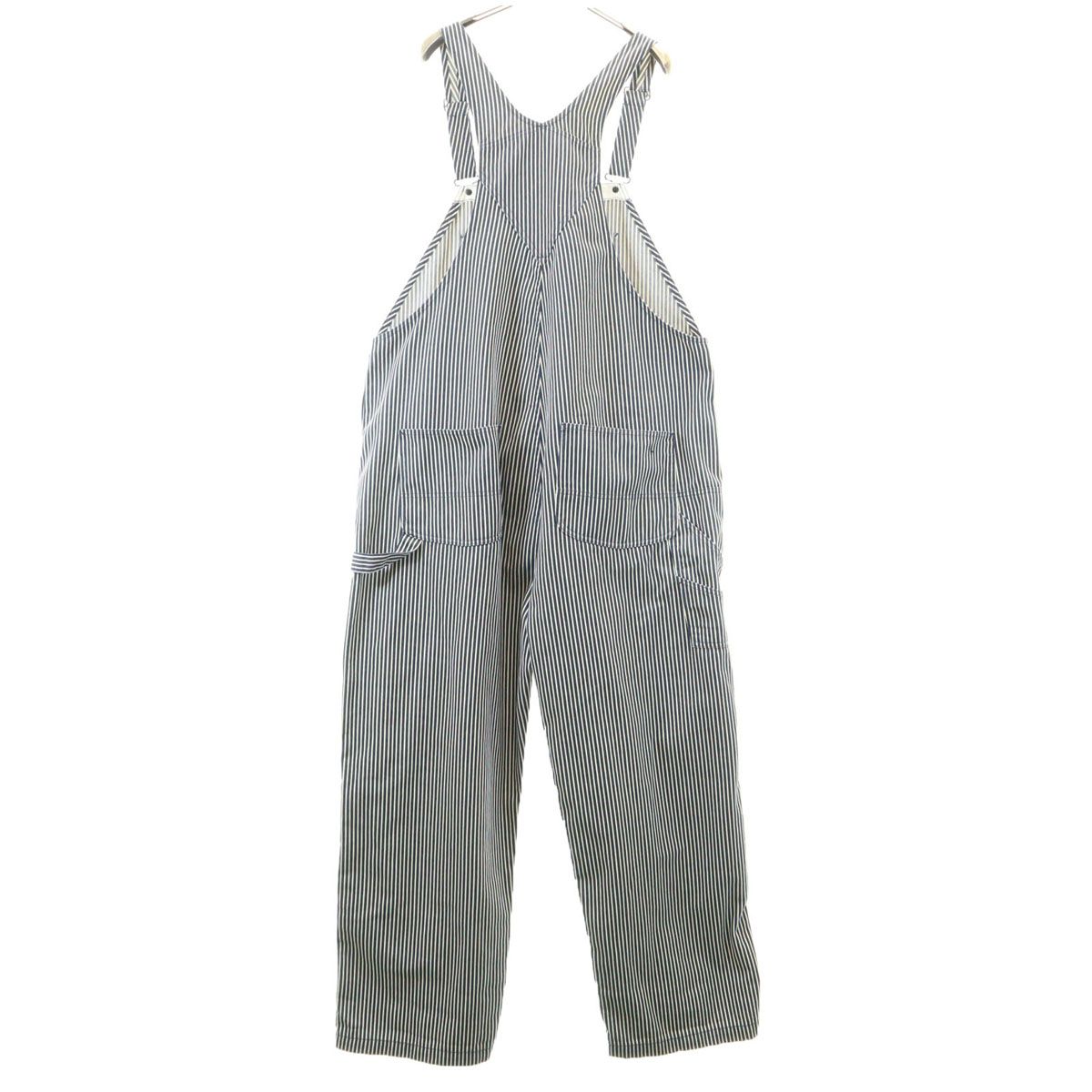 美品 AVIREX アヴィレックス ストライプ オーバーオール XL ネイビー系