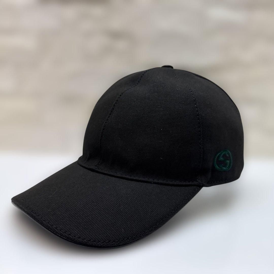 S00151 GUCCI グッチ ブラック 黒色 キャップ グッチストライプ付き