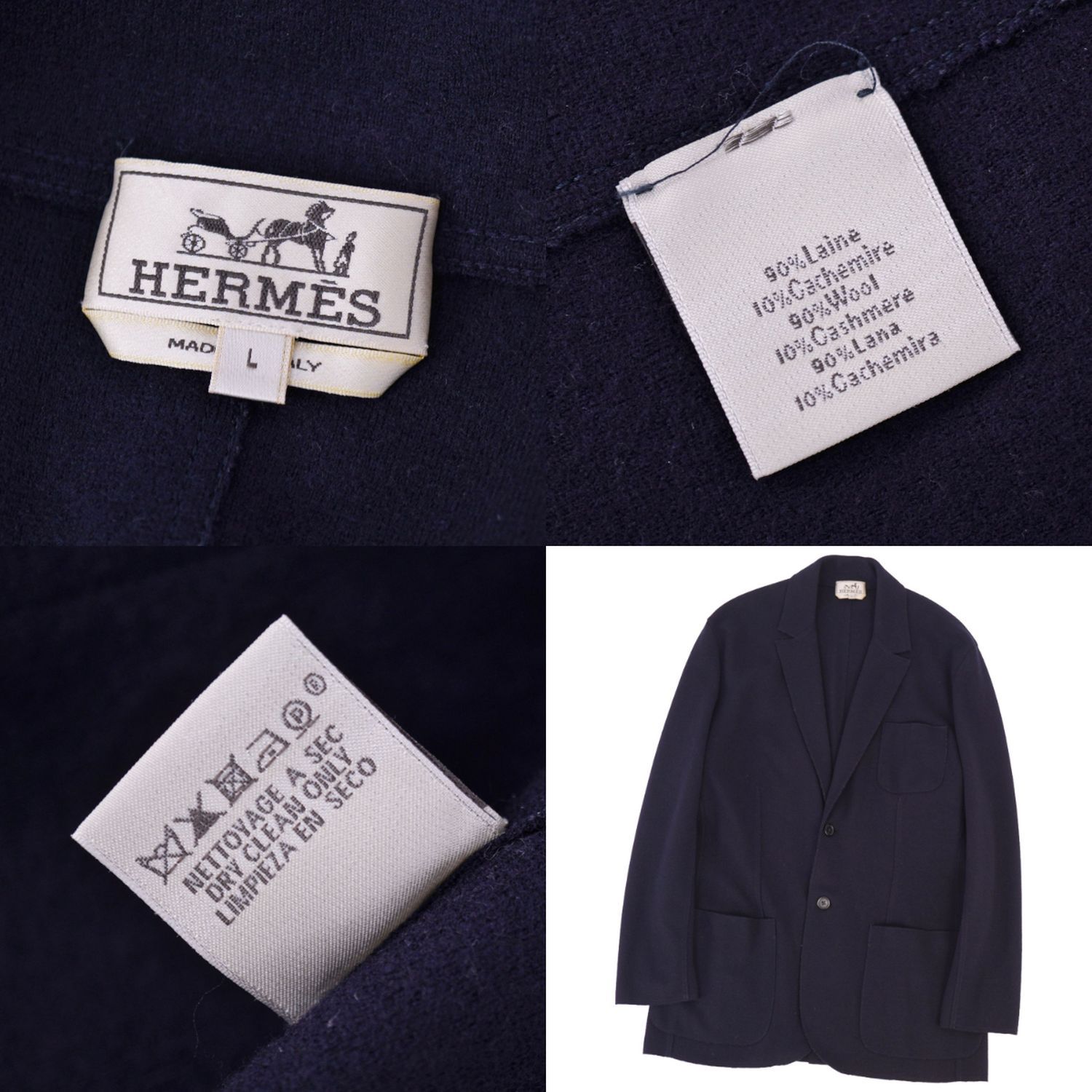 極美品★HERMES★ウール★フランネル★テーラード★ジャケット 極美品 エルメス HERMES ジャケット テーラードジャケット シングル