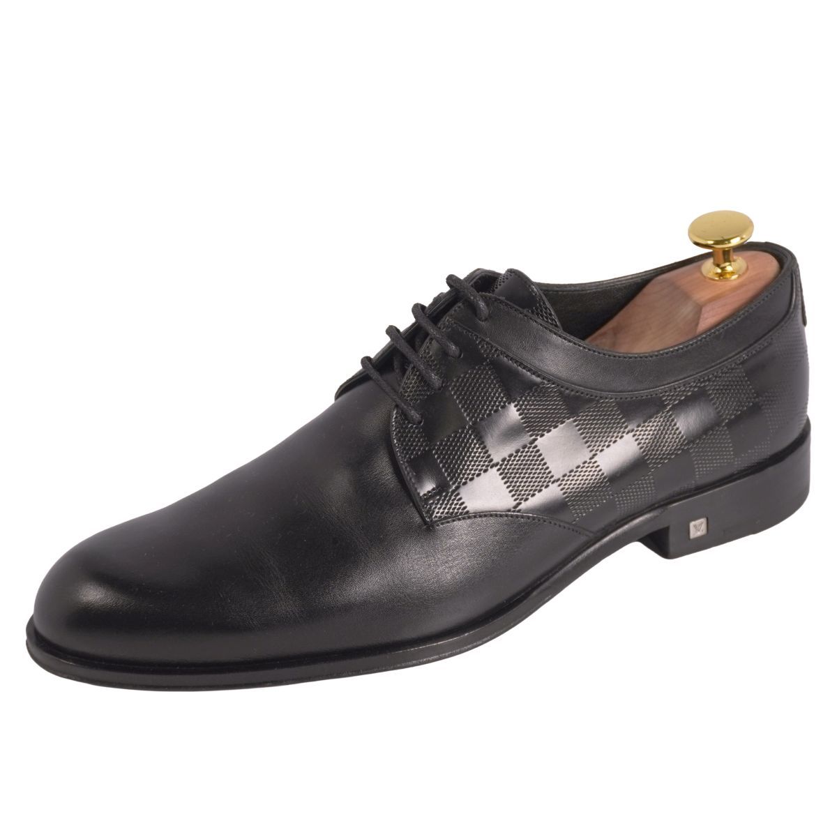 のり LOUIS VUITTON ビジネスシューズ レザー 7 1/2 正規】美品 ルイヴィトン レザー ローファー ビジネスシューズ 革靴 7 黒