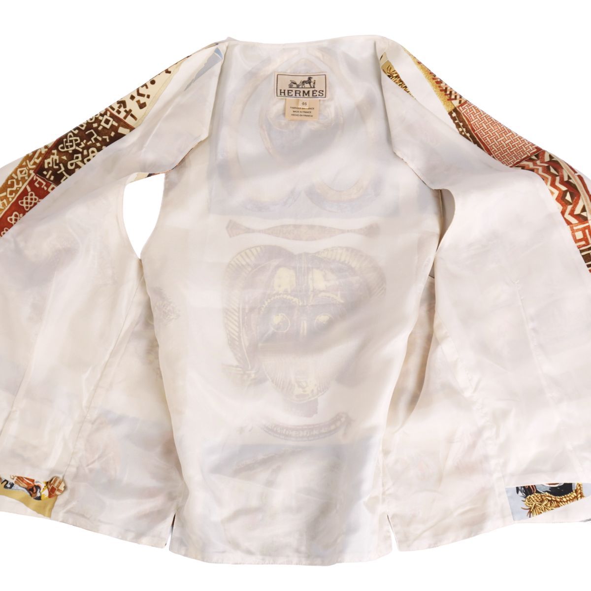 美品 エルメス HERMES ベスト ジレ 総柄 シルク トップス レディース