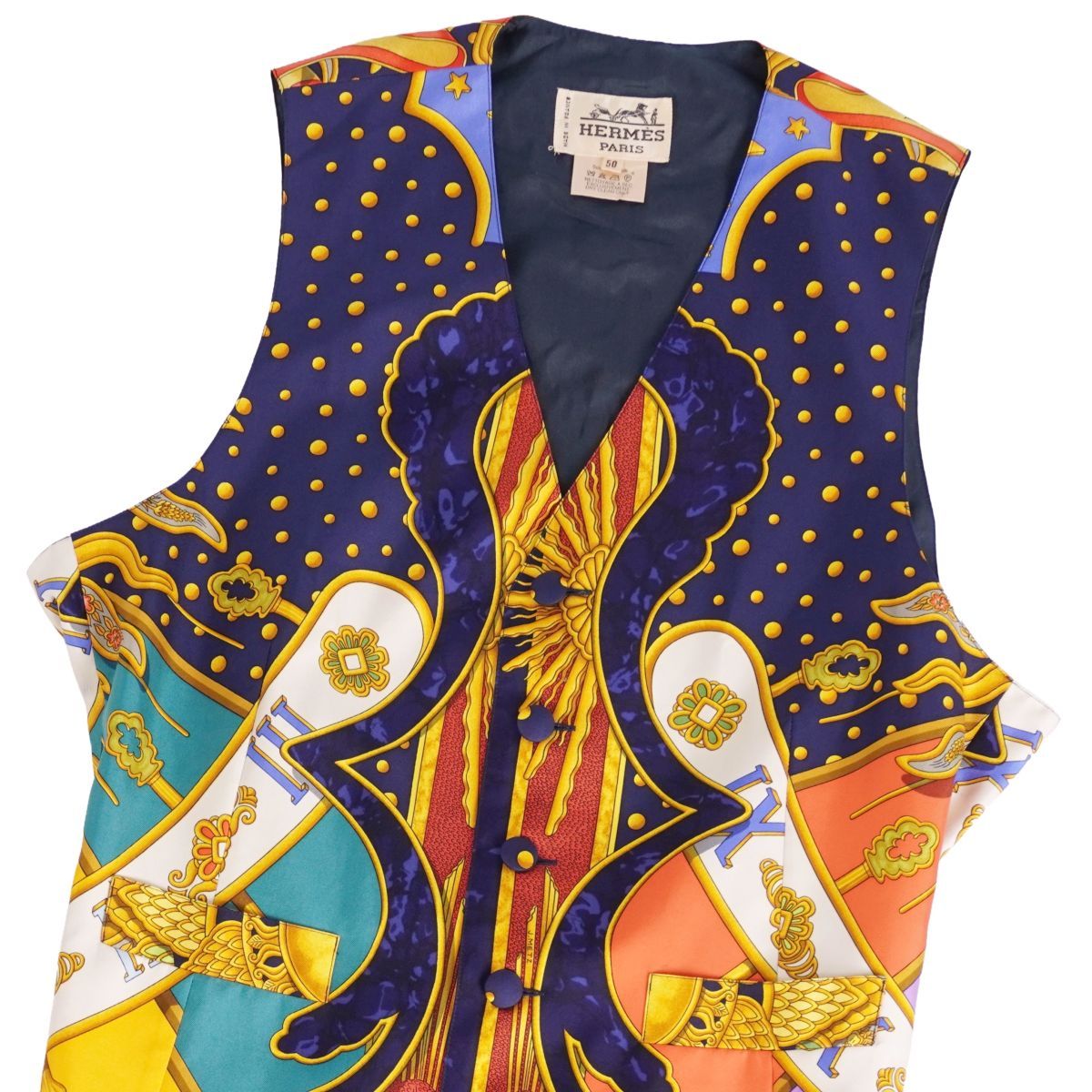 美品 Vintage エルメス HERMES ベスト ジレ 総柄 シルク トップ - メルカリ