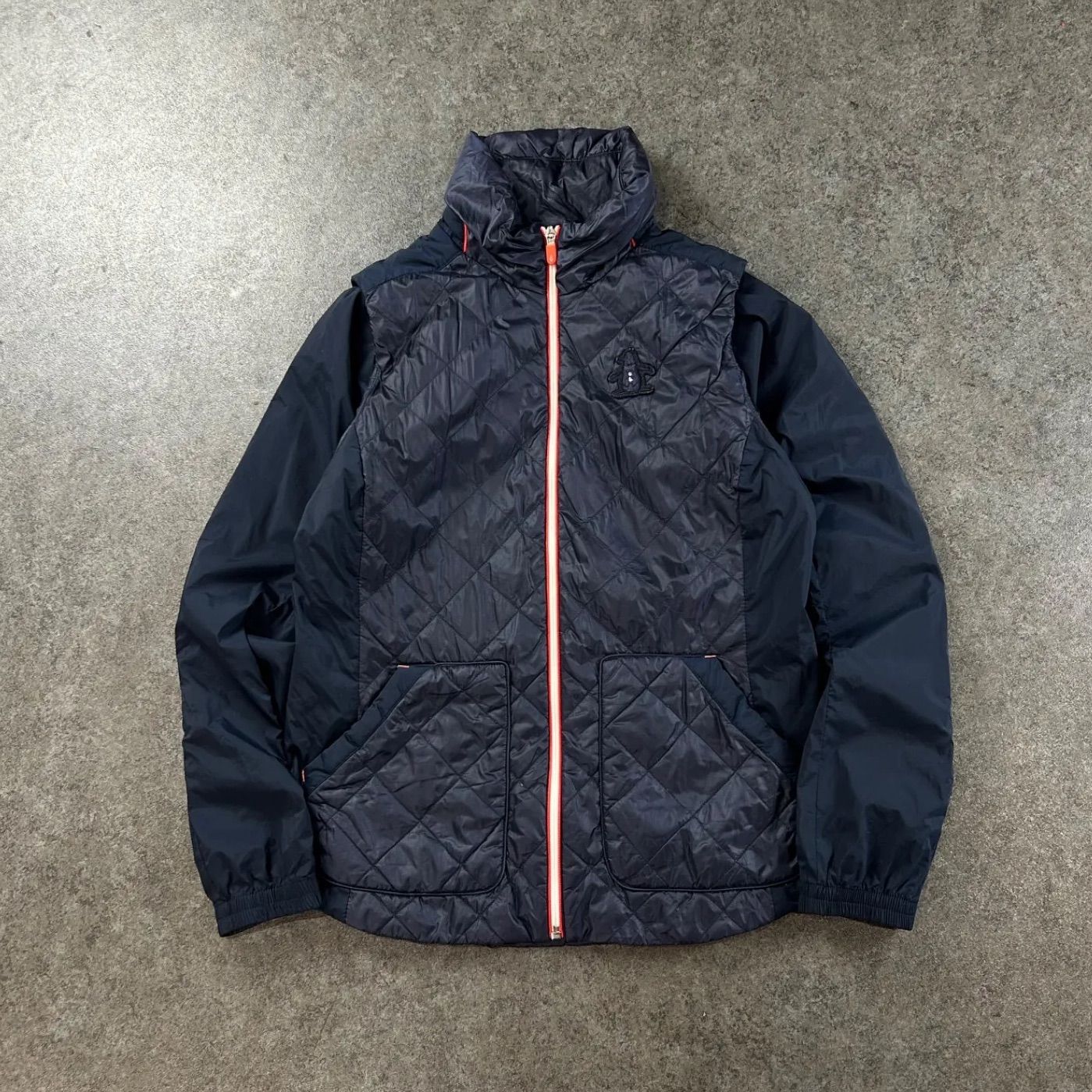 Munsingwearゴルフ美品ネイビー キルティングジャケット レディース Munsingwear マンシングウェア ゴルフウェア 2WAY 中綿 キルティング