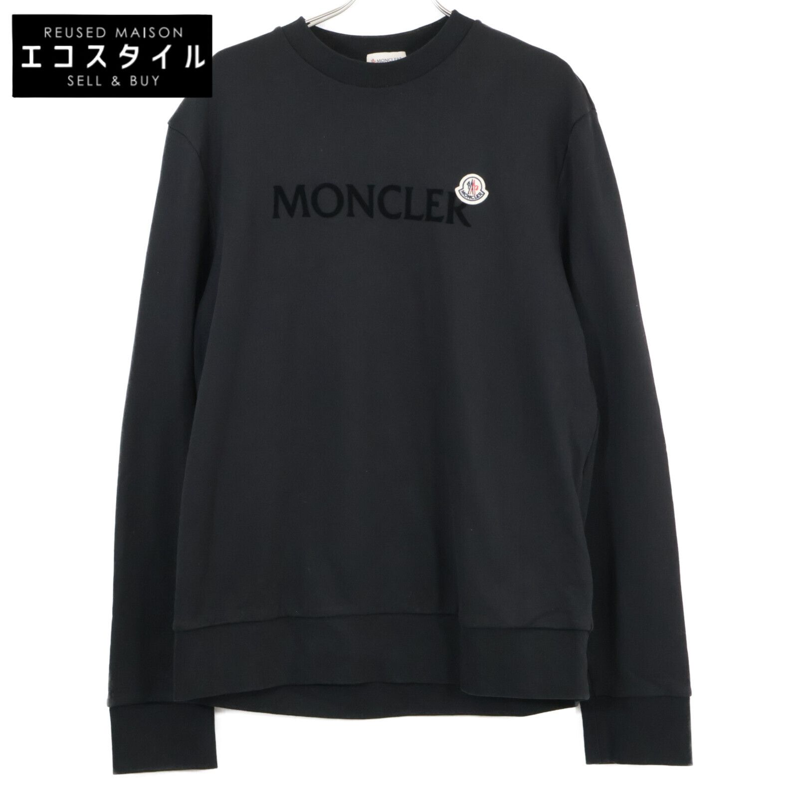MONCLER モンクレール 24年製 ﾌﾞﾗｯｸ MAGLIA GIROCOLLO ﾛｺﾞ ｽｳｪｯﾄ XL 