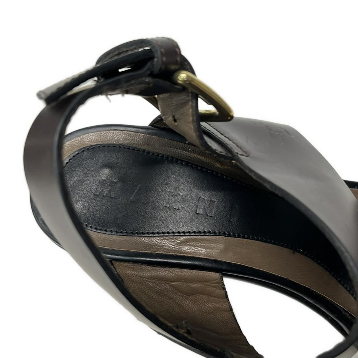 MARNI(マルニ) サンダル 36 レディース - 黒×ダークブラウン ウェッジ