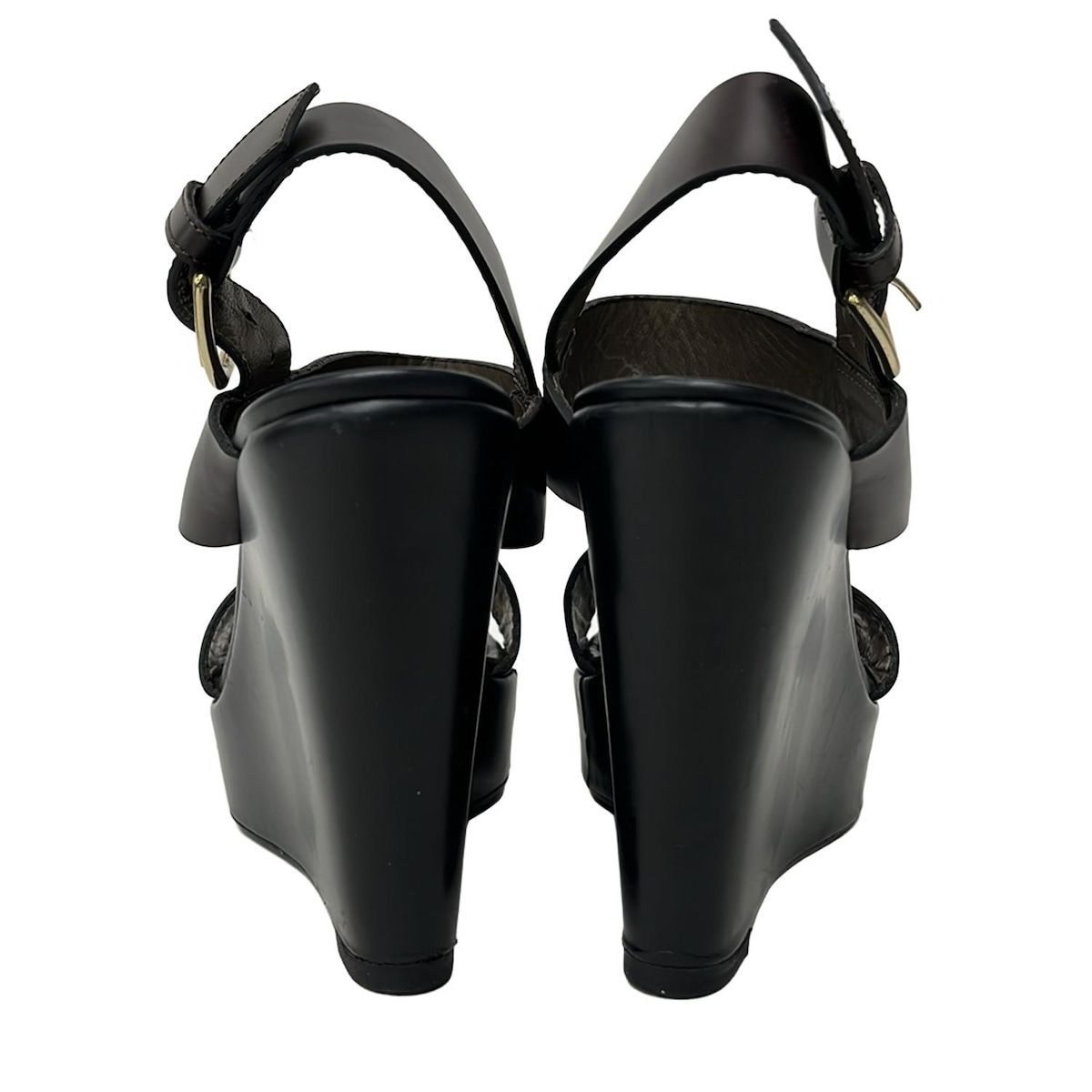 MARNI(マルニ) サンダル 36 レディース - 黒×ダークブラウン ウェッジ