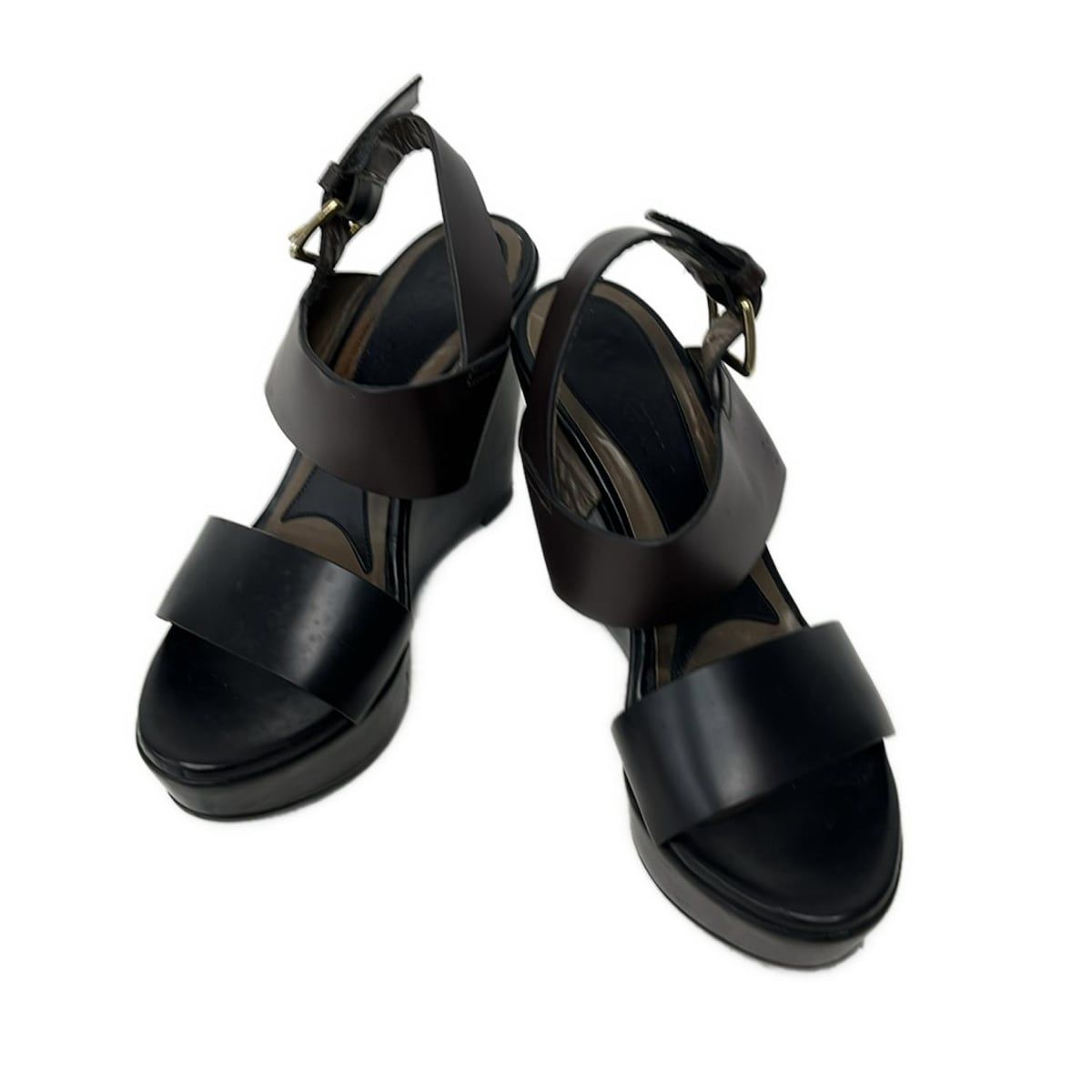 MARNI マルニ　サンダルブーツ　レザー　ブラック　36 MARNI(マルニ) サンダル 36 レディース - 黒×ダークブラウン ウェッジ