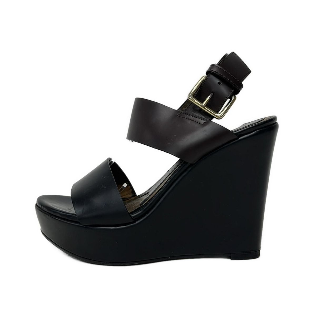 MARNI(マルニ) サンダル 36 レディース - 黒×ダークブラウン ウェッジ