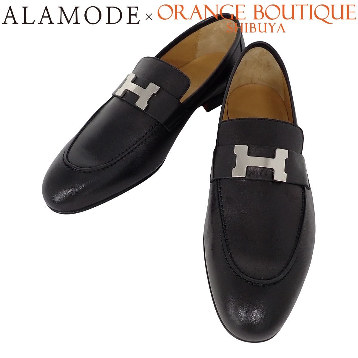 HERMES(エルメス) モカシン パリ ブラック黒 シェーブル パラジウム