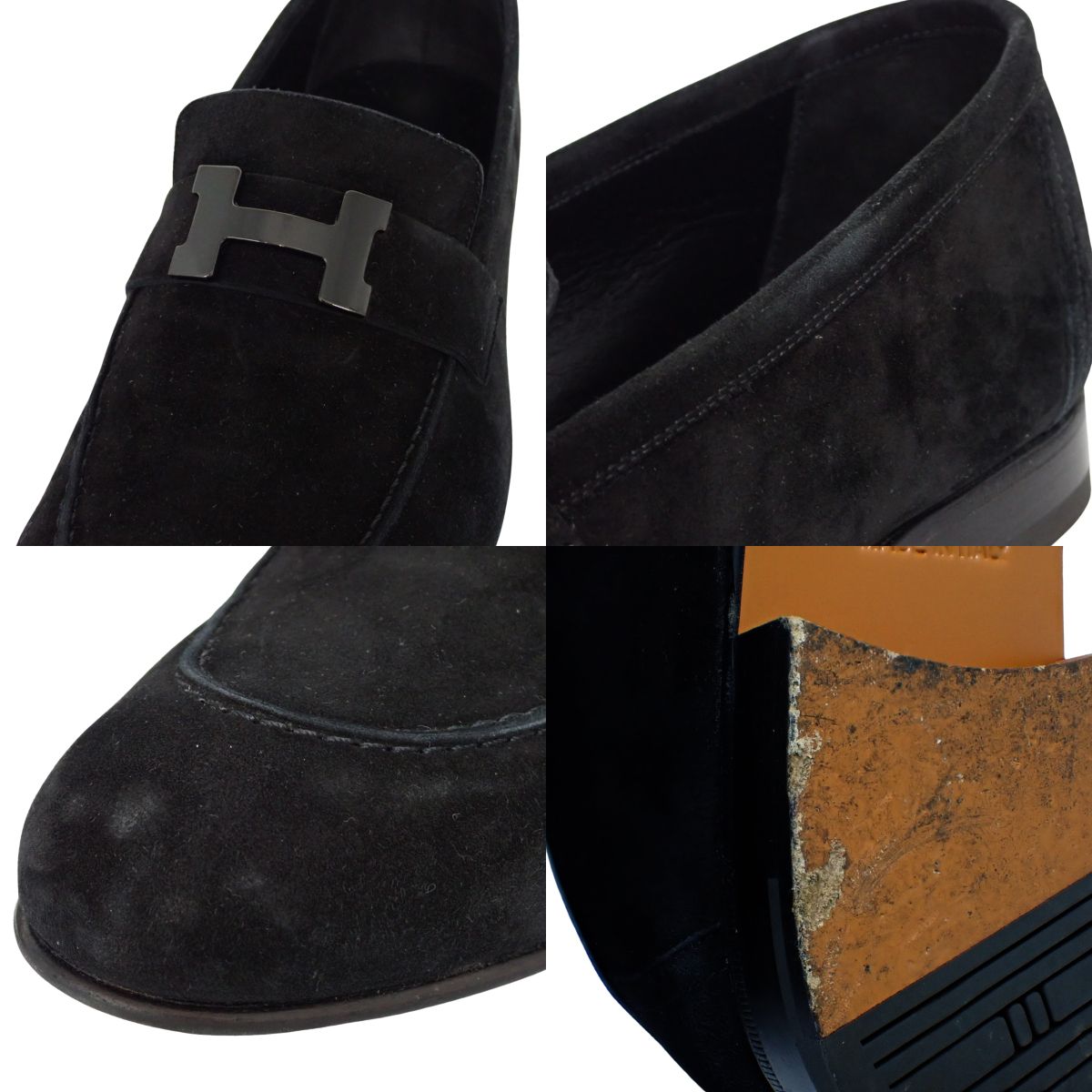 HERMES(エルメス) モカシン パリ ブラック黒 スウェード/スエード