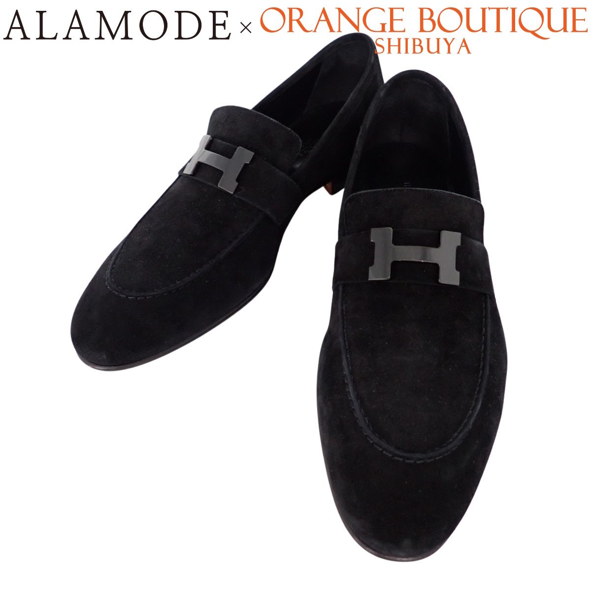 HERMES(エルメス) モカシン パリ ブラック黒 スウェード/スエード