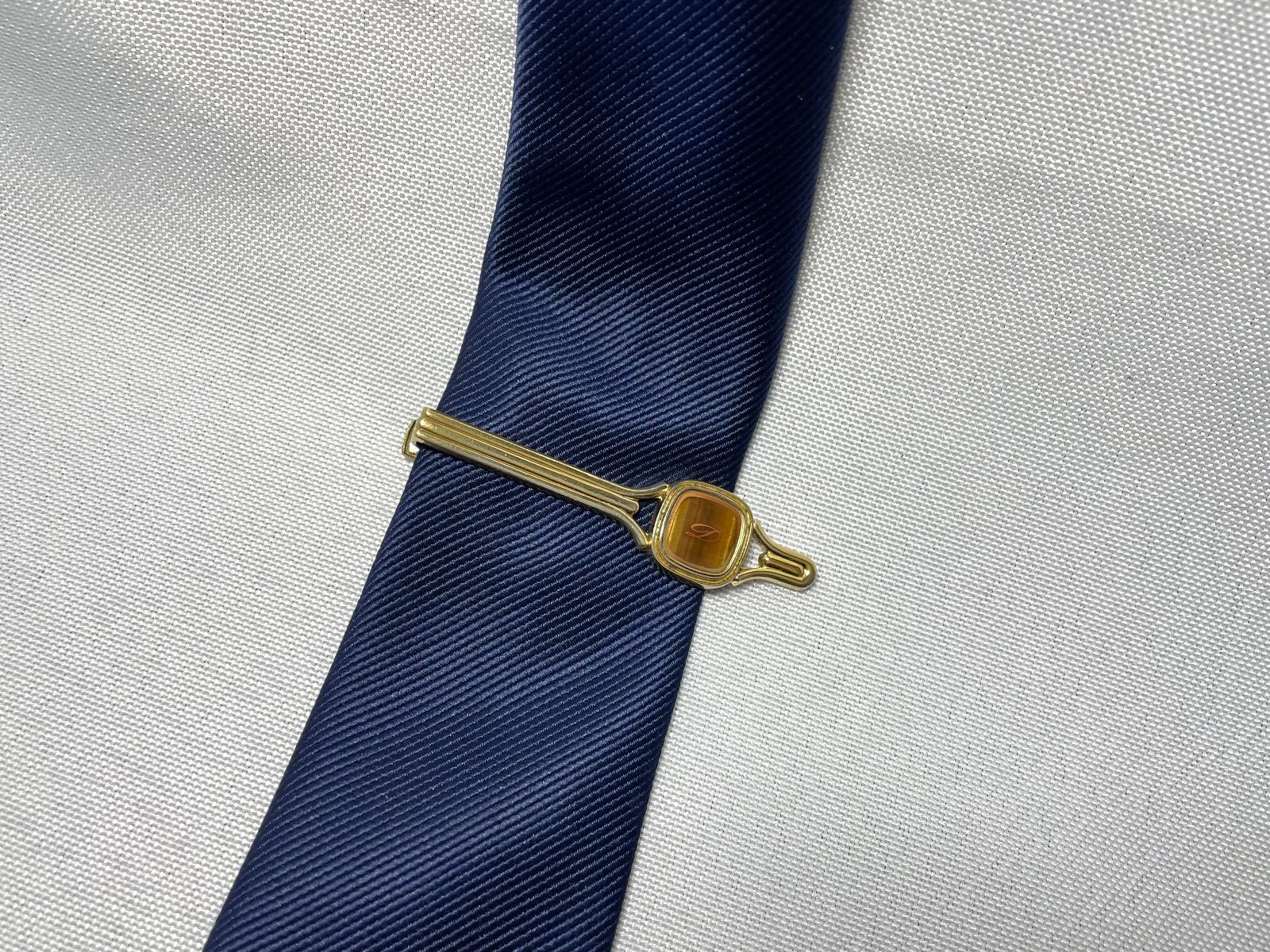 美品 希少 S.T.Dupont デュポン Dロゴ タイガーアイ装飾 カフス